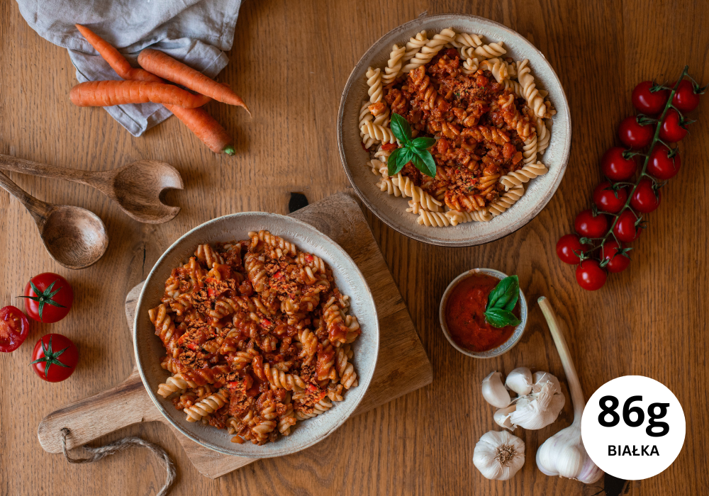Makaron proteinowy  z sosem bolońskim (XL, 2 porcje)